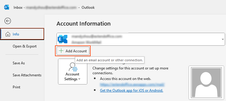 de stappen voor het toevoegen van een nieuw e-mailaccount in Outlook